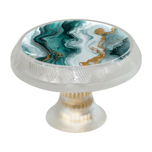 HemaKayy 4 Pack 1.37" Decorative Cabinet Knobs - Themed ABS Glass Drawer Handle, Durable & Rust-Resistant, Perfect for Kitchen, Bathroom, and Home Decor - Unique Marble Texture