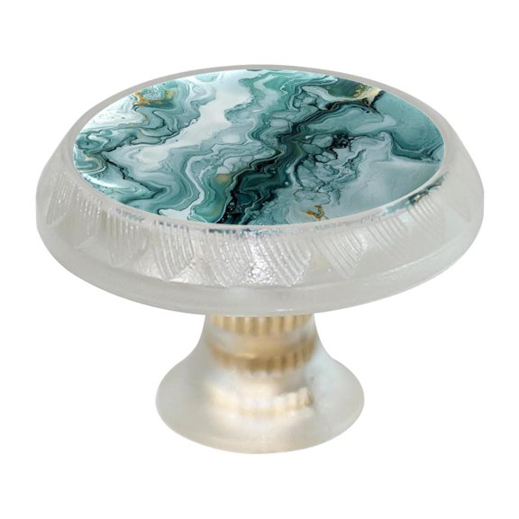 HemaKayy 4 Pack 1.37" Decorative Cabinet Knobs - Themed ABS Glass Drawer Handle, Durable & Rust-Resistant, Perfect for Kitchen, Bathroom, and Home Decor - Unique Marble Texture