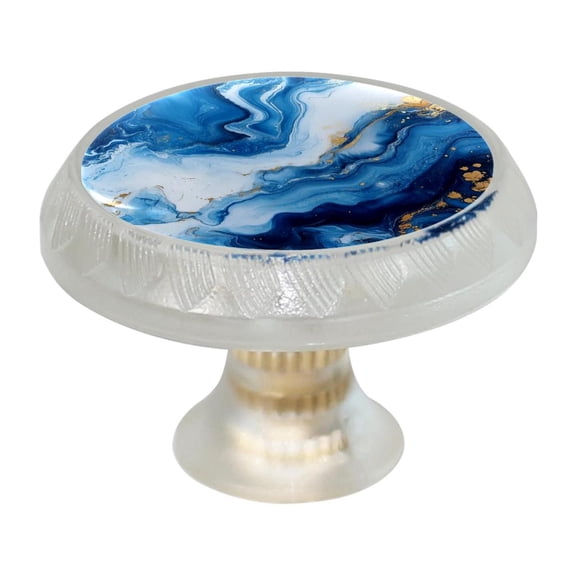 HemaKayy 4 Pack 1.37" Decorative Cabinet Knobs - Themed ABS Glass Drawer Handle, Durable & Rust-Resistant, Perfect for Kitchen, Bathroom, and Home Decor - Unique Marble Texture