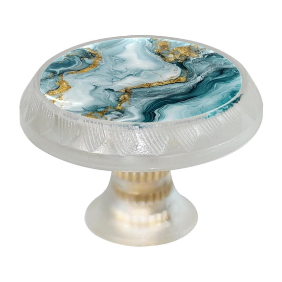 HemaKayy 4 Pack 1.37" Decorative Cabinet Knobs - Themed ABS Glass Drawer Handle, Durable & Rust-Resistant, Perfect for Kitchen, Bathroom, and Home Decor - Unique Marble Texture