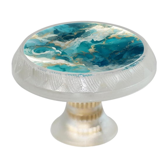 HemaKayy 4 Pack 1.37" Decorative Cabinet Knobs - Themed ABS Glass Drawer Handle, Durable & Rust-Resistant, Perfect for Kitchen, Bathroom, and Home Decor - Unique Marble Texture