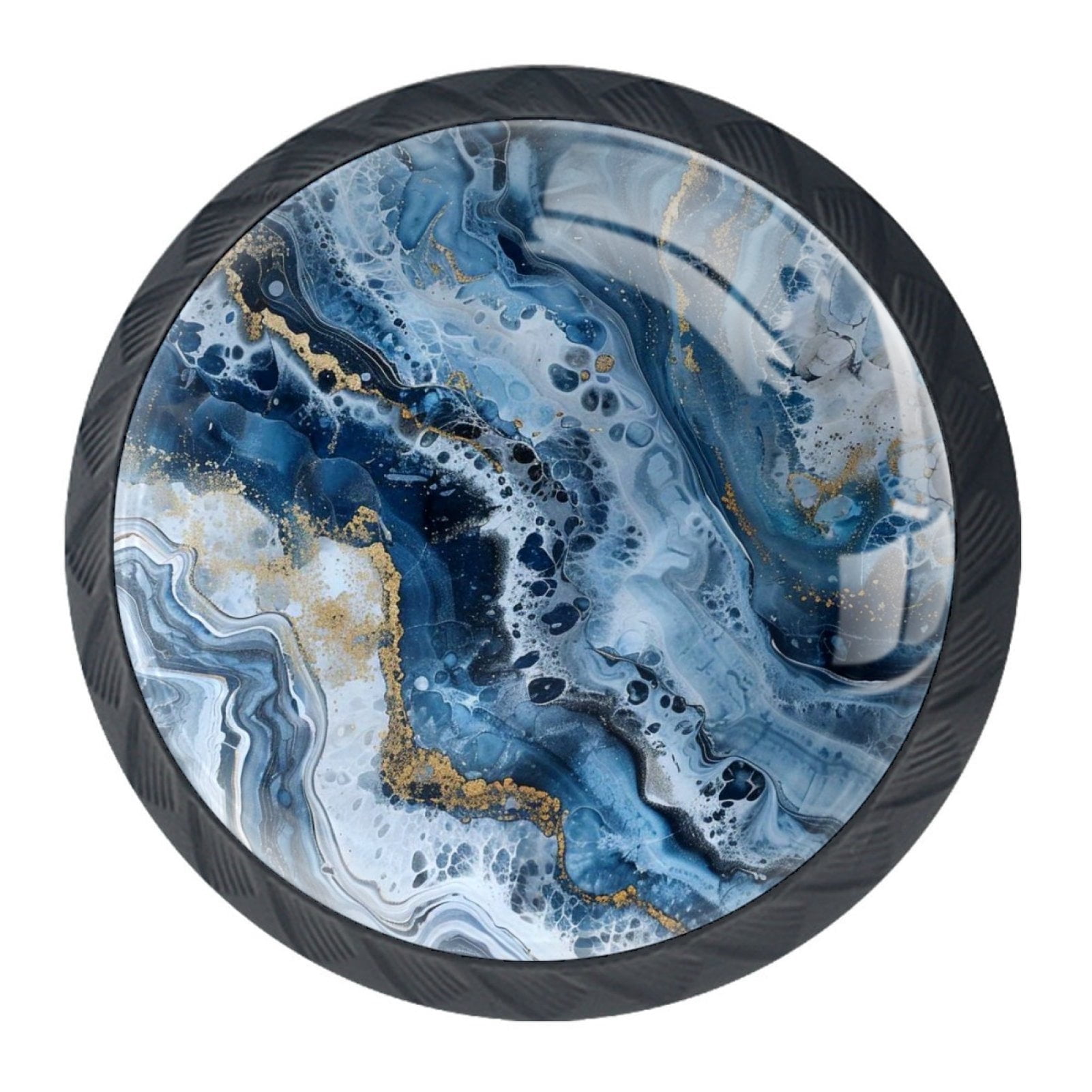 HemaKayy 4 Pack 1.37" Decorative Marble Cabinet Knobs - Unique and Stylish ABS Cabochon Glass Handles for Home, Kitchen, Bedroom, Furniture | Durable Cabinet Drawer Dresser Pulls - Light Blue Liquid
