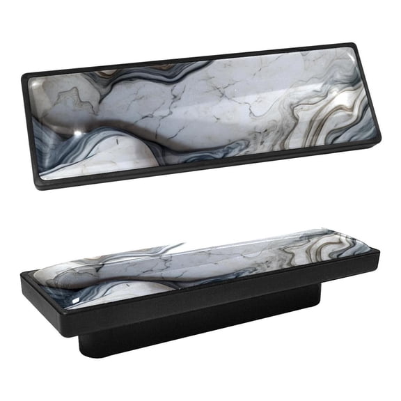 HemaKayy 4 Pack 3.6" Decorative Cabinet Knobs - ABS Glass Rectangle, Elegant Drawer Handles for Kitchen, Bathroom, Home Furniture Decor - Unique Marble Texture