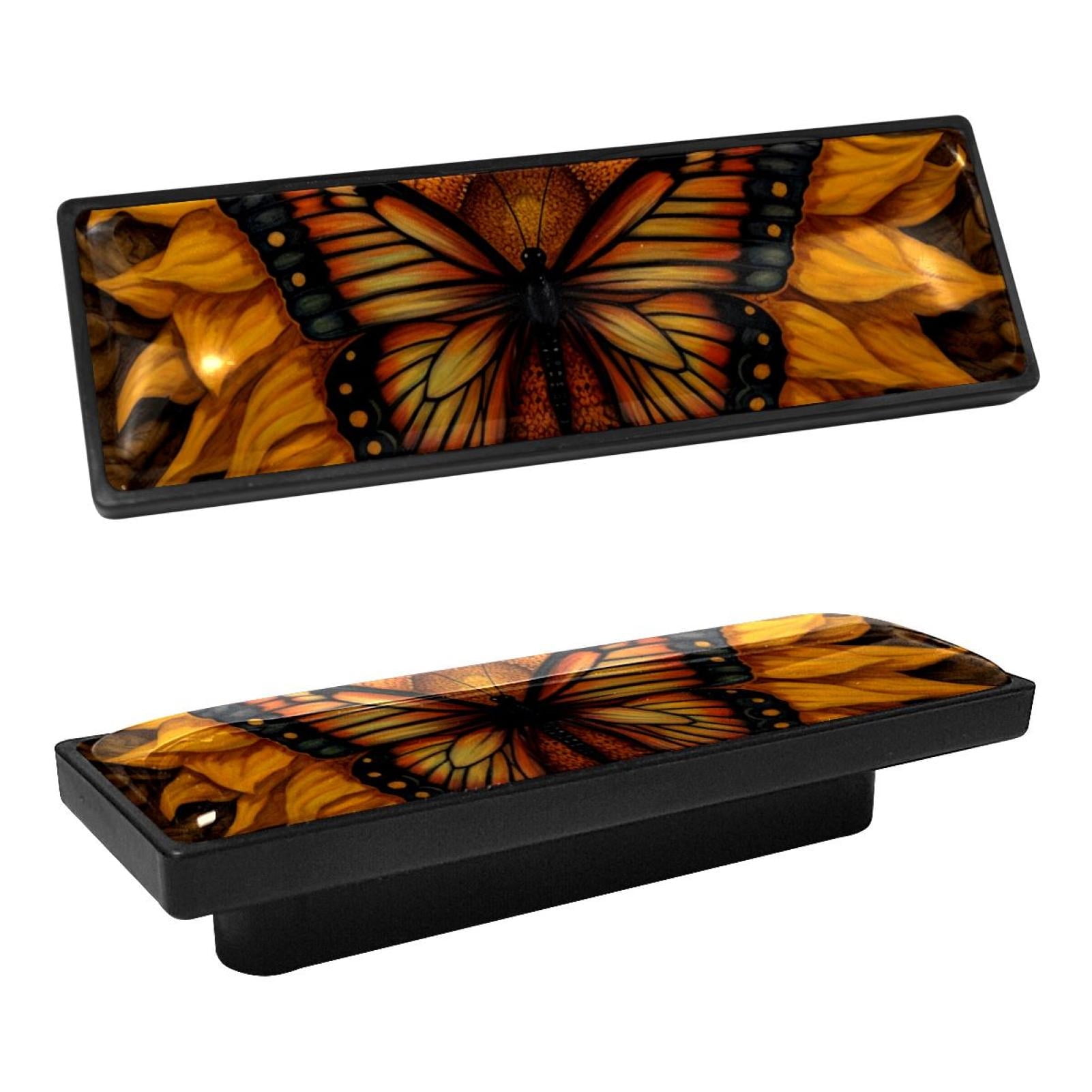 HemaKayy 4 Pack 3.6" Decorative Cabinet Pulls - Durable & Long-lasting | Easy Installation | Elegant & Stylish Decor for Home, Kitchen Bedroom Furniture Handles | Sunflower and Orange Butterfly