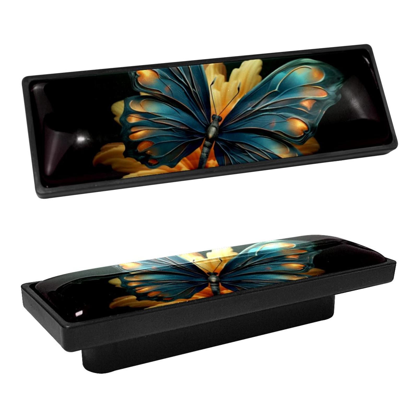 HemaKayy 4 Pack 3.6" Decorative Cabinet Pulls - Durable & Long-lasting | Easy Installation | Elegant & Stylish Decor for Home, Kitchen Furniture Handles | Turquoise Blue Butterfly Lily Flower