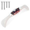 thumbnail image 1 of HemaKayy 4 Pack 5.6" Decorative Cabinet Pulls - Stylish ABS Glass Double Hole Handles for Cabinets, Drawers, and Doors - Perfect for Home Kitchen Decor | Bohemia Lace Blue Orange Butterfly, 1 of 6