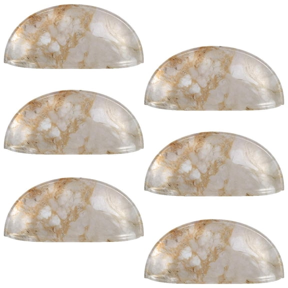HemaKayy 6 Pack 3.5" Decorative Cabinet Knobs - Elegant ABS Glass Cup Handles for Home Furniture Decor - Dresser Drawer Door Pulls - Perfect for Kitchen Bedroom - Unique Marble Texture