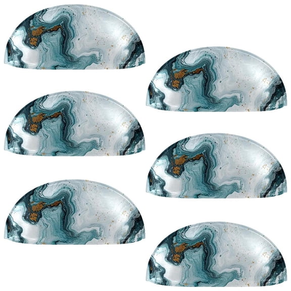 HemaKayy 6 Pack 3.5" Decorative Cabinet Knobs - Elegant ABS Glass Cup Handles for Home Furniture Decor - Dresser Drawer Door Pulls - Perfect for Kitchen Bedroom - Unique Marble Texture
