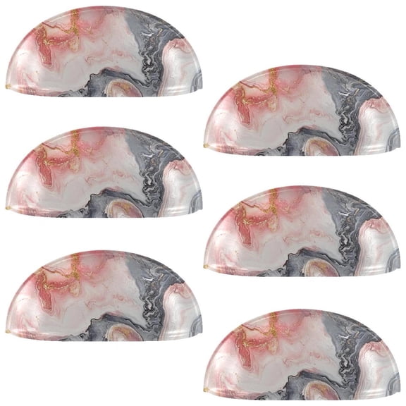 HemaKayy 6 Pack 3.5" Decorative Cabinet Knobs - Elegant ABS Glass Cup Handles for Home Furniture Decor - Dresser Drawer Door Pulls - Perfect for Kitchen Bedroom - Unique Marble Texture