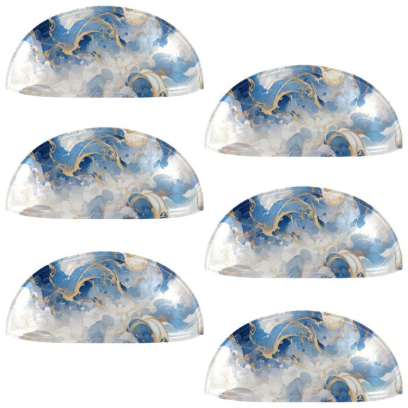 HemaKayy 6 Pack 3.5" Decorative Cabinet Knobs - Elegant ABS Glass Cup Handles for Home Furniture Decor - Dresser Drawer Door Pulls - Perfect for Kitchen Bedroom - Unique Marble Texture