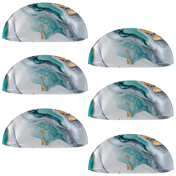 HemaKayy 6 Pack 3.5" Decorative Cabinet Knobs - Elegant ABS Glass Cup Handles for Home Furniture Decor - Dresser Drawer Door Pulls - Perfect for Kitchen Bedroom - Unique Marble Texture