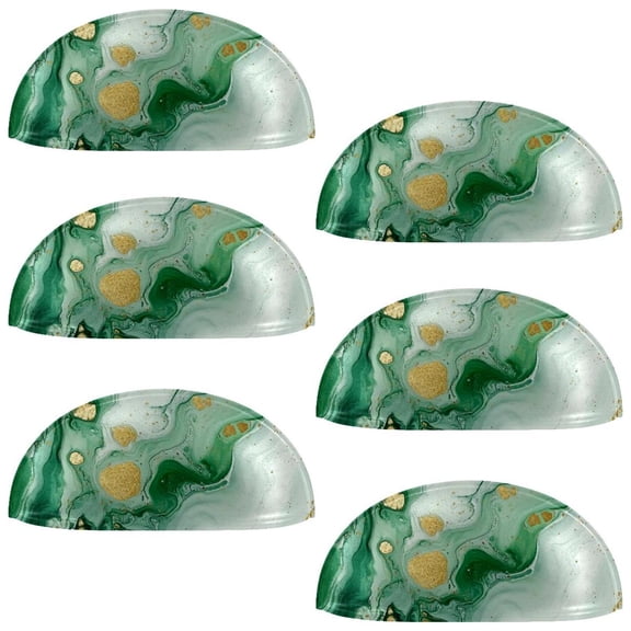 HemaKayy 6 Pack 3.5" Decorative Cabinet Knobs - Elegant ABS Glass Cup Handles for Home Furniture Decor - Dresser Drawer Door Pulls - Perfect for Kitchen Bedroom - Unique Marble Texture