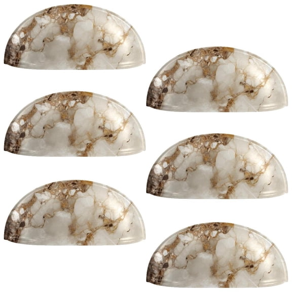 HemaKayy 6 Pack 3.5" Decorative Cabinet Knobs - Elegant ABS Glass Cup Handles for Home Furniture Decor - Dresser Drawer Door Pulls - Perfect for Kitchen Bedroom - Unique Marble Texture
