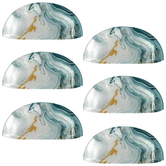 HemaKayy 6 Pack 3.5" Decorative Cabinet Knobs - Elegant ABS Glass Cup Handles for Home Furniture Decor - Dresser Drawer Door Pulls - Perfect for Kitchen Bedroom - Unique Marble Texture