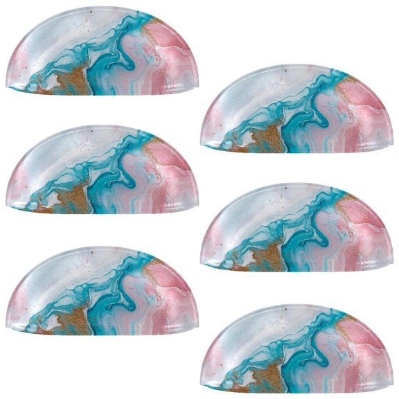 HemaKayy 6 Pack 3.5" Decorative Cabinet Knobs - Elegant ABS Glass Cup Handles for Home Furniture Decor - Dresser Drawer Door Pulls - Perfect for Kitchen Bedroom - Unique Marble Texture