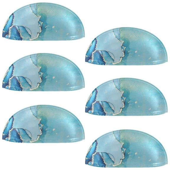 HemaKayy 6 Pack 3.5" Decorative Cabinet Knobs - Elegant ABS Glass Cup Handles for Home Furniture Decor - Dresser Drawer Door Pulls - Perfect for Kitchen Bedroom - Unique Marble Texture