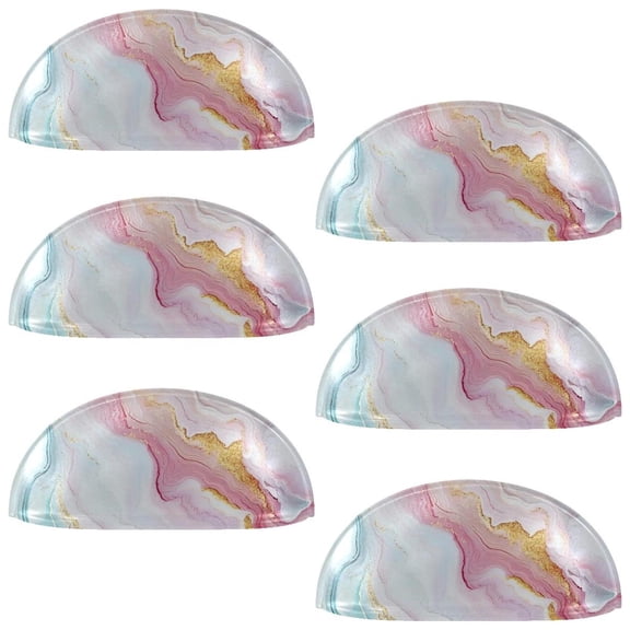 HemaKayy 6 Pack 3.5" Decorative Cabinet Knobs - Elegant ABS Glass Cup Handles for Home Furniture Decor - Dresser Drawer Door Pulls - Perfect for Kitchen Bedroom - Unique Marble Texture