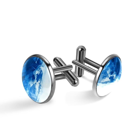 HemaKayy Cufflinks for Men, Classic Wedding Business Shirt Cuff Links Personalized Gifts Father Grandfather Dad Husband Boyfriend Tie Clip, Round - Black - Unique Marble Texture