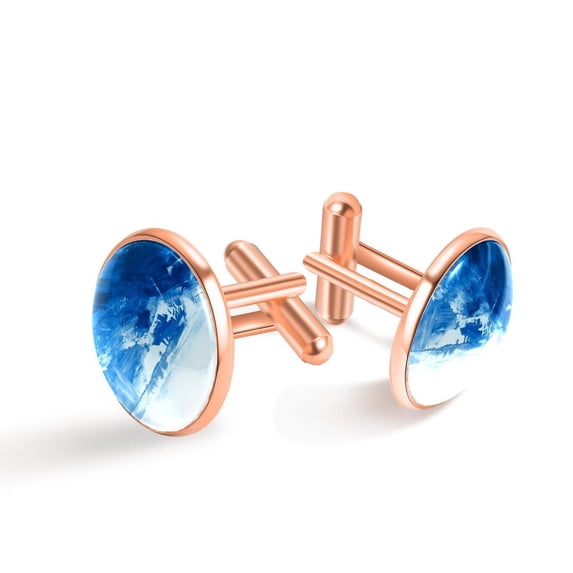 HemaKayy Cufflinks for Men, Classic Wedding Business Shirt Cuff Links Personalized Gifts Father Grandfather Dad Husband Boyfriend Tie Clip, Round - Rose Gold - Unique Marble Texture