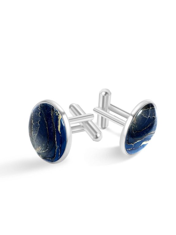 Cufflinks for Men, Classic Wedding Business Shirt Cuff Links Personalized Gifts Father Grandfather Dad Husband Boyfriend Tie Clip, Round - Sliver - Unique Marble Texture