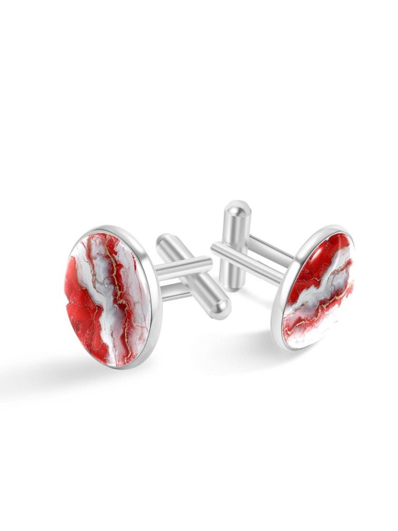 Cufflinks for Men, Classic Wedding Business Shirt Cuff Links Personalized Gifts Father Grandfather Dad Husband Boyfriend Tie Clip, Round - Sliver - Unique Marble Texture