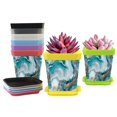 thumbnail image 1 of HemaKayy Decorative Planter Pot Set - Perfect for Small Plants - Colorful Design With Drainage Hole - Ideal for Home and Garden Decor - Set of 8 - Unique Marble Texture, 1 of 6