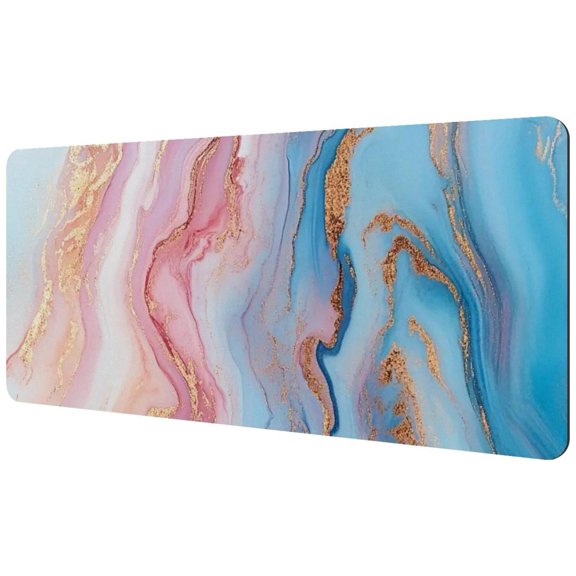 HemaKayy Large Mouse Pad with Non-Slip Rubber Base, Personalized Premium-Textured Custom Computer Mouse Mat Design, Washable Mousepad Mutispandex Cloth, 15.7"x35.2" - Unique Marble Texture