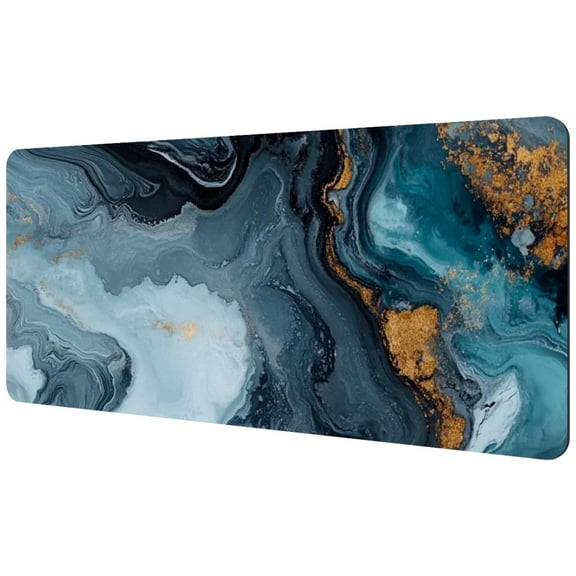 HemaKayy Large Mouse Pad with Non-Slip Rubber Base, Personalized Premium-Textured Custom Computer Mouse Mat Design, Washable Mousepad Mutispandex Cloth, 15.7"x35.2" - Unique Marble Texture