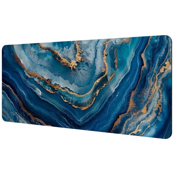 HemaKayy Large Mouse Pad with Non-Slip Rubber Base, Personalized Premium-Textured Custom Computer Mouse Mat Design, Washable Mousepad Mutispandex Cloth, 15.7"x35.2" - Unique Marble Texture