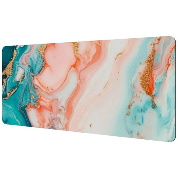 HemaKayy Large Mouse Pad with Non-Slip Rubber Base, Personalized Premium-Textured Custom Computer Mouse Mat Design, Washable Mousepad Mutispandex Cloth, 15.7"x35.2" - Unique Marble Texture