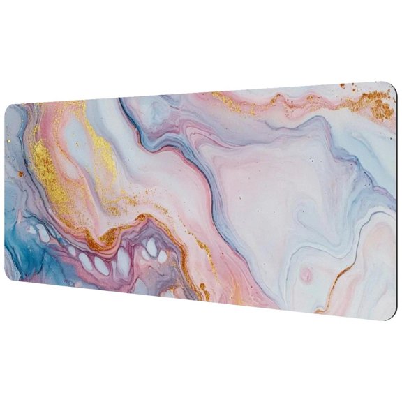 HemaKayy Large Mouse Pad with Non-Slip Rubber Base, Personalized Premium-Textured Custom Computer Mouse Mat Design, Washable Mousepad Mutispandex Cloth, 15.7"x35.2" - Unique Marble Texture