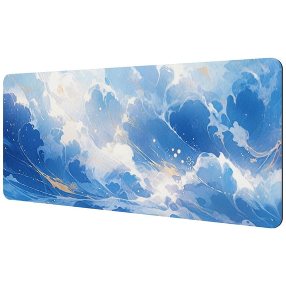 HemaKayy Large Mouse Pad with Non-Slip Rubber Base, Personalized Premium-Textured Custom Computer Mouse Mat Design, Washable Mousepad Mutispandex Cloth, 15.7"x35.2" - Unique Marble Texture