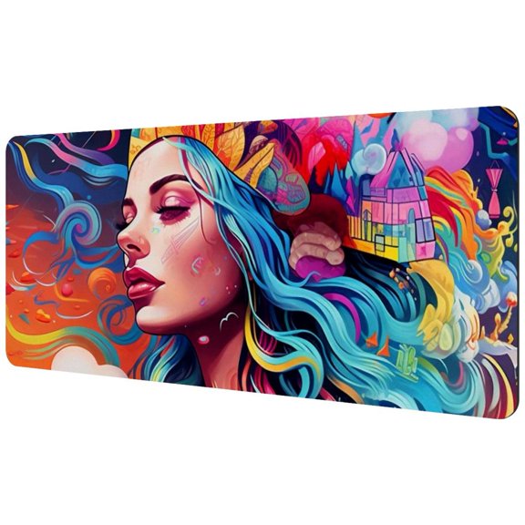 HemaKayy Large Mouse Pad with Non-Slip Rubber Base, Personalized Premium-Textured Custom Computer Mouse Mat Design, Washable Mousepad Mutispandex Cloth, 15.7"x35.2" - Human Brain