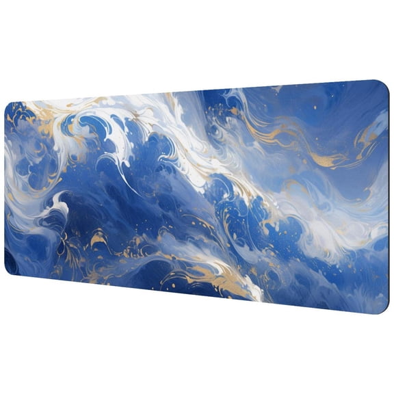 HemaKayy Large Mouse Pad with Non-Slip Rubber Base, Personalized Premium-Textured Custom Computer Mouse Mat Design, Washable Mousepad Mutispandex Cloth, 15.7"x35.2" - Unique Marble Texture