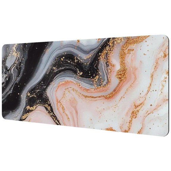 HemaKayy Large Mouse Pad with Non-Slip Rubber Base, Personalized Premium-Textured Custom Computer Mouse Mat Design, Washable Mousepad Mutispandex Cloth, 15.7"x35.2" - Unique Marble Texture
