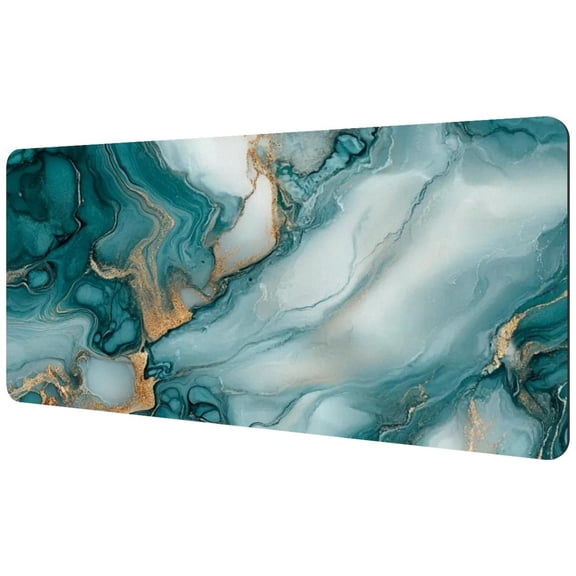 HemaKayy Large Mouse Pad with Non-Slip Rubber Base, Personalized Premium-Textured Custom Computer Mouse Mat Design, Washable Mousepad Mutispandex Cloth, 15.7"x35.2" - Unique Marble Texture