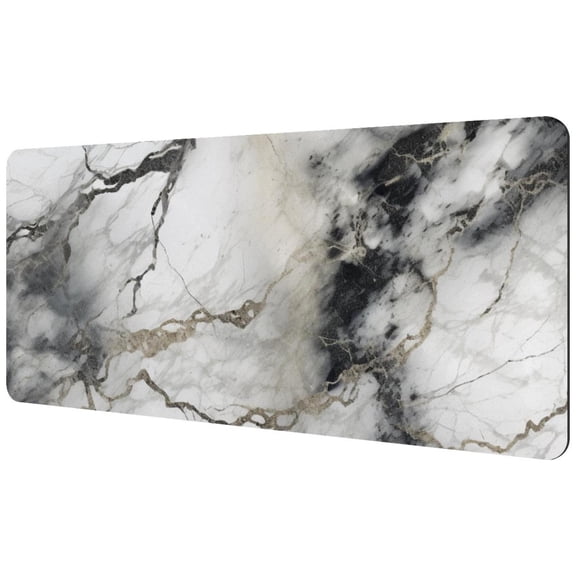 HemaKayy Large Mouse Pad with Non-Slip Rubber Base, Personalized Premium-Textured Custom Computer Mouse Mat Design, Washable Mousepad Mutispandex Cloth, 15.7"x35.2" - Unique Marble Texture