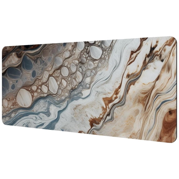 HemaKayy Large Mouse Pad with Non-Slip Rubber Base, Personalized Premium-Textured Custom Computer Mouse Mat Design, Washable Mousepad Mutispandex Cloth, 15.7"x35.2" - Unique Marble Texture
