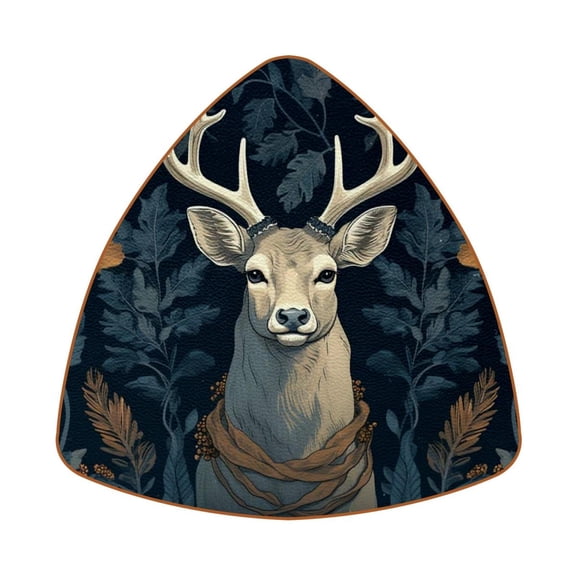 HemaKayy Set of 6 Decorative Coasters for Drinks, Waterproof Leather Drink Coaster with Double Side Non-Slip Surface for Cup Kitchen Home Housewarming Gift, Rectangle 4" - Forest Deer Animal
