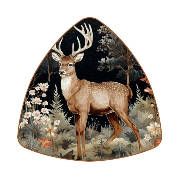 HemaKayy Set of 6 Decorative Coasters for Drinks, Waterproof Leather Drink Coaster with Double Side Non-Slip Surface for Cup Kitchen Home Housewarming Gift, Rectangle 4" - Forest Deer Animal