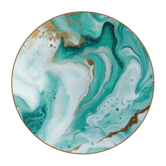 HemaKayy Set of 6 Decorative Coasters for Drinks, Waterproof Leather Drink Coaster with Double Side Non-Slip Surface for Cup Kitchen Home Housewarming Gift, Round 4.3" - Abstract Marble Texture
