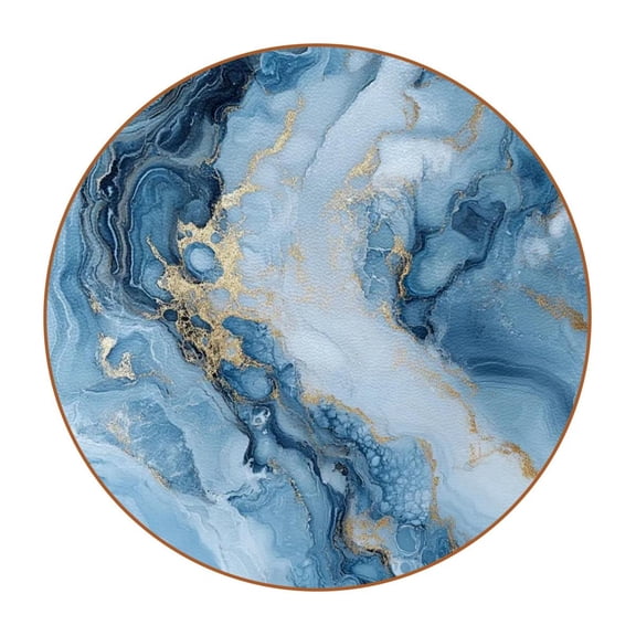 HemaKayy Set of 6 Decorative Coasters for Drinks, Waterproof Leather Drink Coaster with Double Side Non-Slip Surface for Cup Kitchen Home Housewarming Gift, Round 4.3" - Abstract Marble Texture
