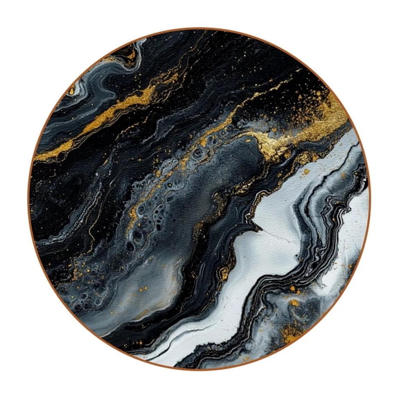 HemaKayy Set of 6 Decorative Coasters for Drinks, Waterproof Leather Drink Coaster with Double Side Non-Slip Surface for Cup Kitchen Home Housewarming Gift, Round 4.3" - Abstract Marble Texture