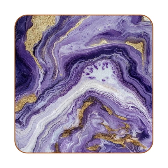 HemaKayy Set of 6 Decorative Coasters for Drinks, Waterproof Leather Drink Coaster with Double Side Non-Slip Surface for Cup Kitchen Home Housewarming Gift, Square 4" - Abstract Marble Texture