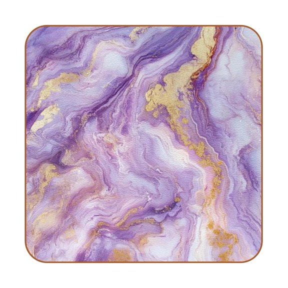 HemaKayy Set of 6 Decorative Coasters for Drinks, Waterproof Leather Drink Coaster with Double Side Non-Slip Surface for Cup Kitchen Home Housewarming Gift, Square 4" - Abstract Marble Texture