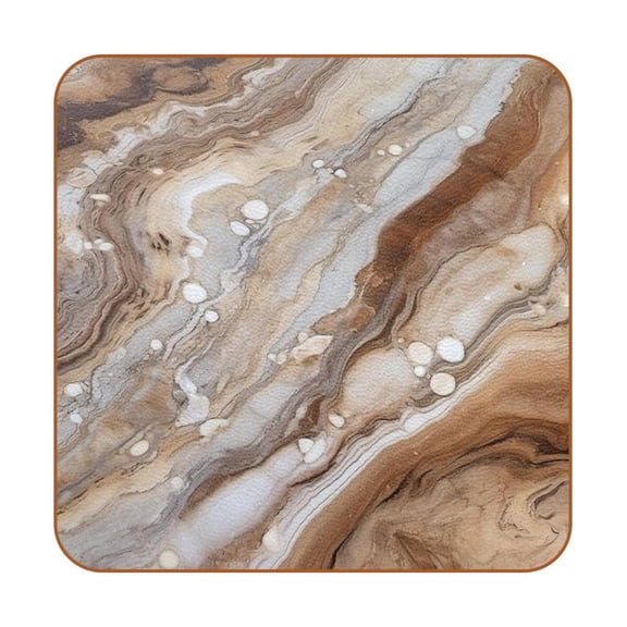 HemaKayy Set of 6 Decorative Coasters for Drinks, Waterproof Leather Drink Coaster with Double Side Non-Slip Surface for Cup Kitchen Home Housewarming Gift, Square 4" - Abstract Marble Texture