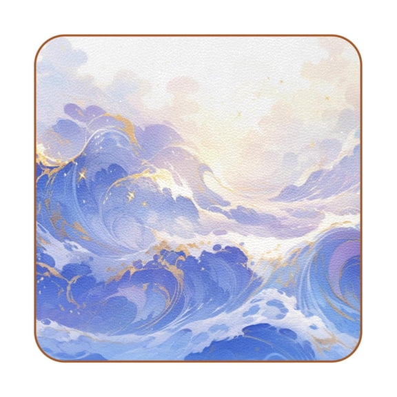 HemaKayy Set of 6 Decorative Coasters for Drinks, Waterproof Leather Drink Coaster with Double Side Non-Slip Surface for Cup Kitchen Home Housewarming Gift, Square 4" - Abstract Marble Texture