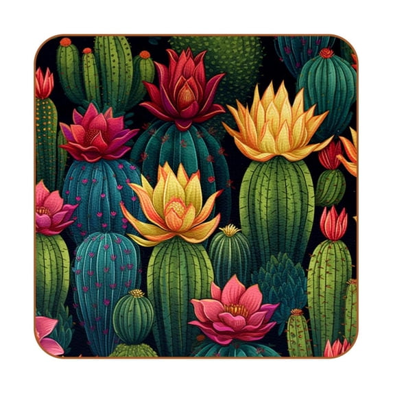 HemaKayy Set of 6 Decorative Coasters for Drinks, Waterproof Leather Drink Coaster with Double Side Non-Slip Surface for Cup Kitchen Home Housewarming Gift, Square 4" - Desert Plant Cactus