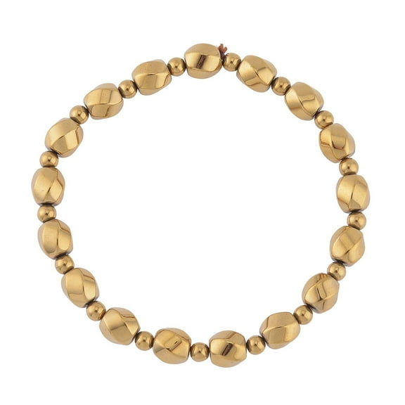 Hematite Beaded Yellow Gold Plated Stretch Bracelet for Women Jewelry for Women Ct 110.29 Birthday Christmas Gifts