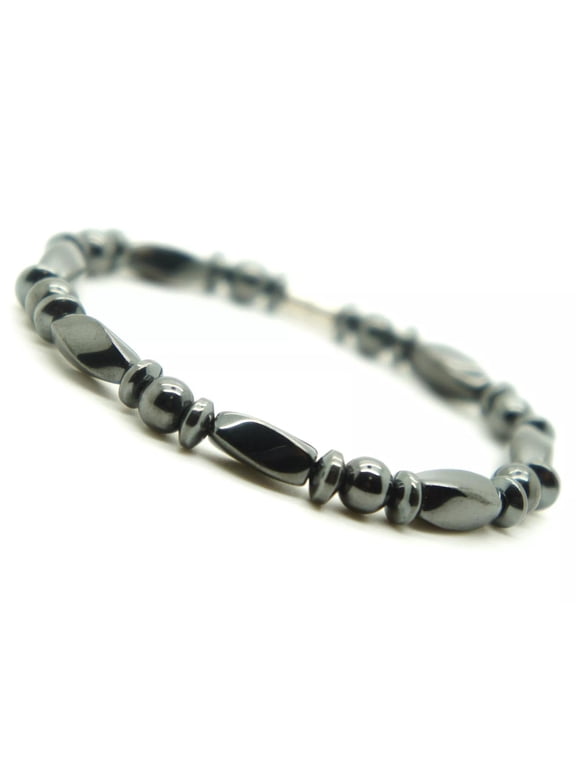 Hematite Beads Bracelet Strong Clasp Pain Relief Energy Powerful 7.5"